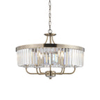 102505 Pendant 6 Light Antique Brass Plate And Clear Cut Glass