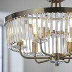 102505 Pendant 6 Light Antique Brass Plate And Clear Cut Glass