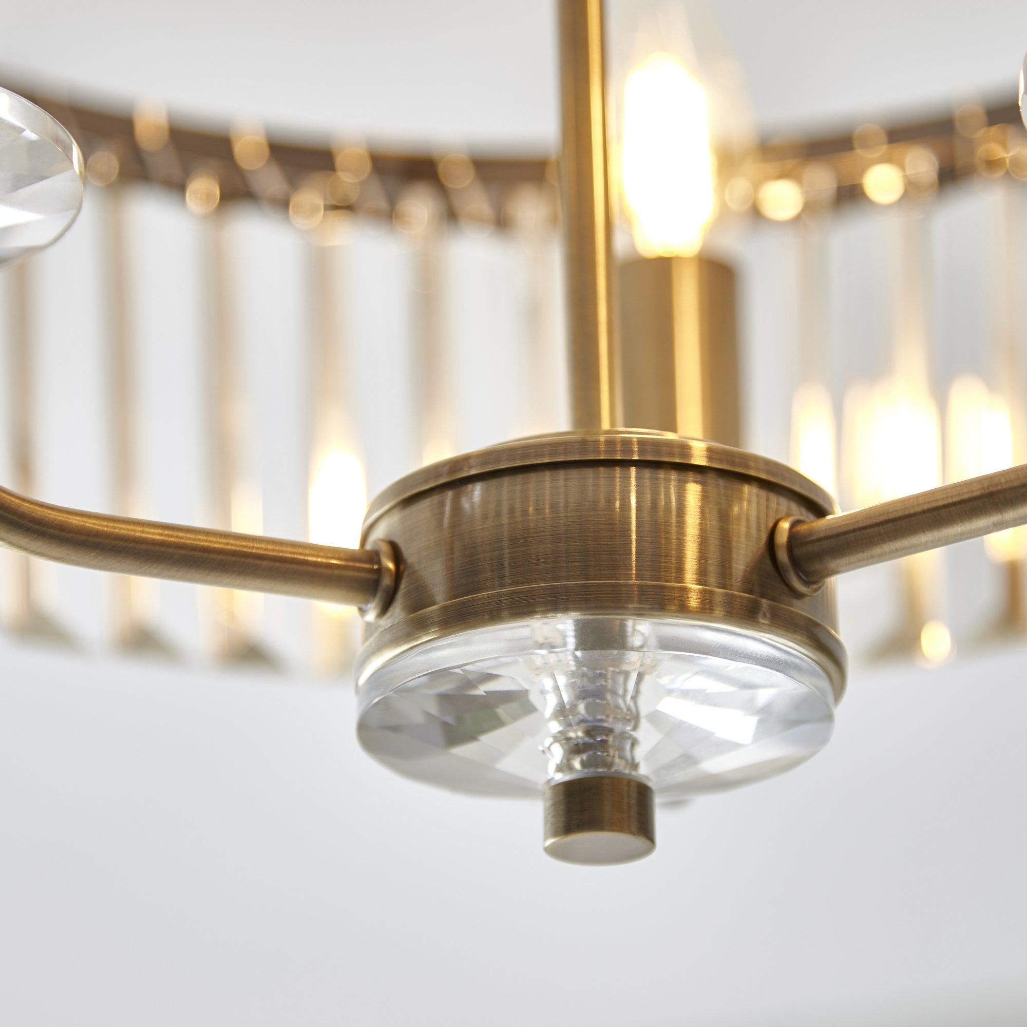 102506 Semi Flush Ceiling 3 Light Antique Brass Plate And Clear Cut Glass