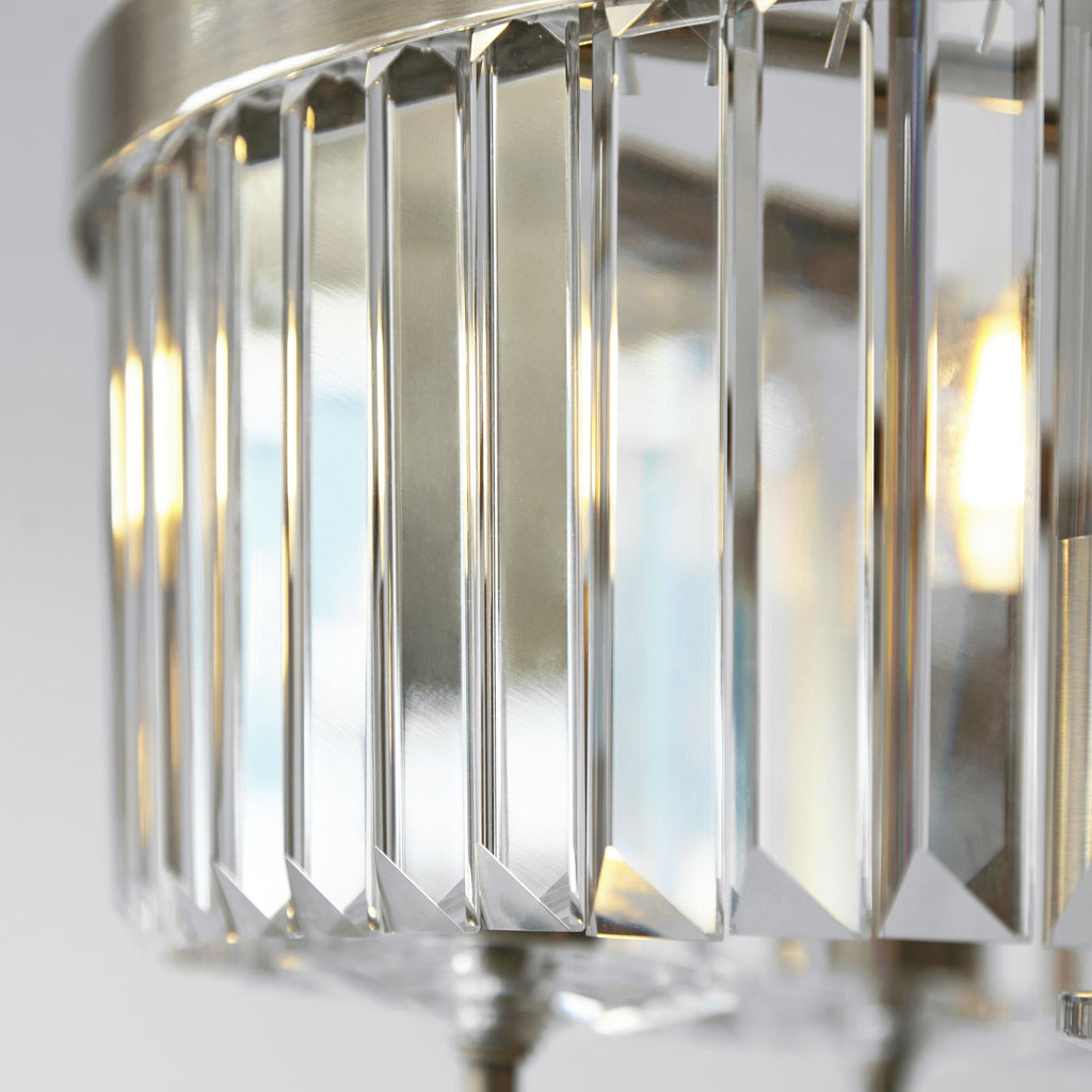 102506 Semi Flush Ceiling 3 Light Antique Brass Plate And Clear Cut Glass