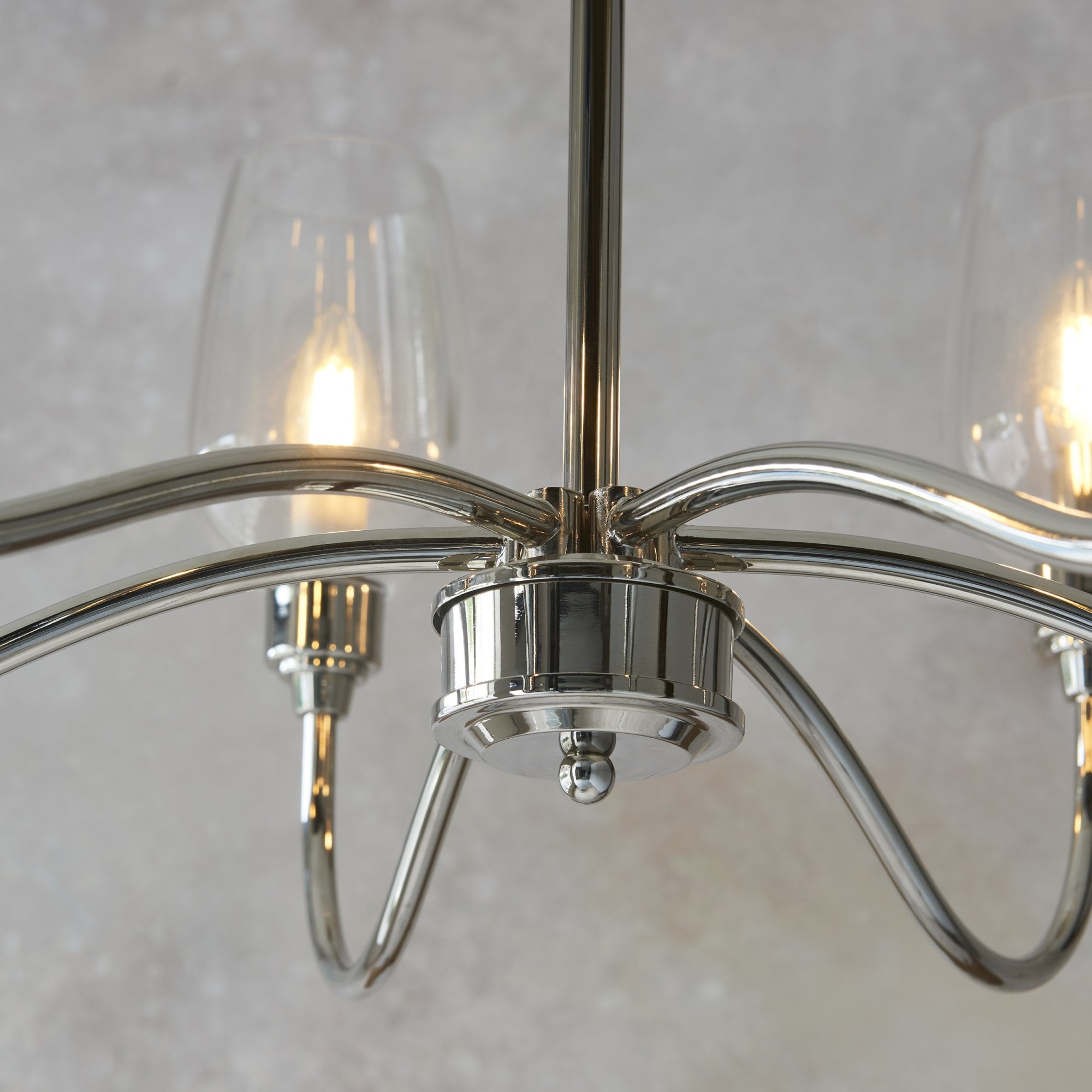 103315 Pendant 6 Light Bright Nickel Plate And Clear Glass