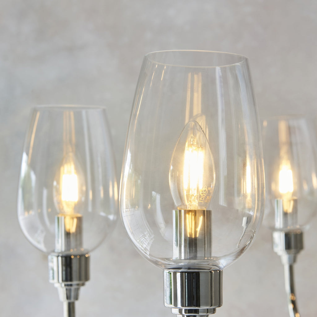 103315 Pendant 6 Light Bright Nickel Plate And Clear Glass