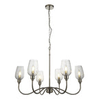 103315 Pendant 6 Light Bright Nickel Plate And Clear Glass