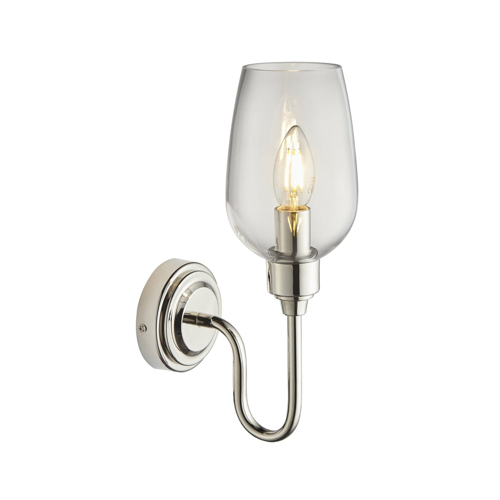103316 Wall 1 Light Bright Nickel Plate And Clear Glass
