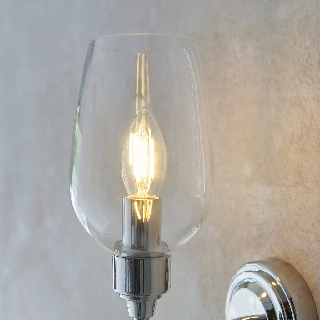 103316 Wall 1 Light Bright Nickel Plate And Clear Glass