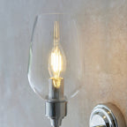 103316 Wall 1 Light Bright Nickel Plate And Clear Glass