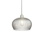 103674 Pendant 1 Light Bright Nickel Plate And Clear Ribbed Glass