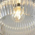 103674 Pendant 1 Light Bright Nickel Plate And Clear Ribbed Glass