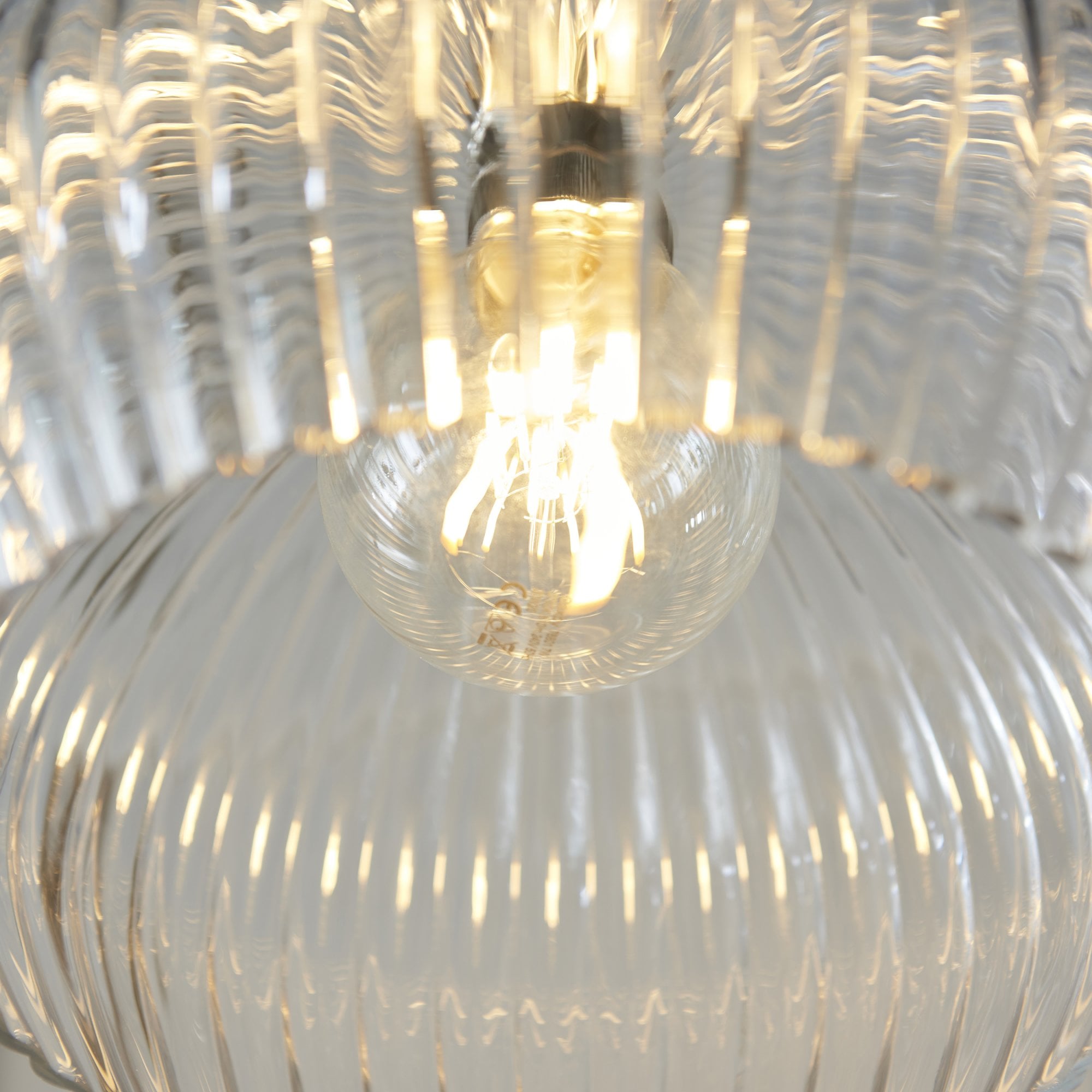 103674 Pendant 1 Light Bright Nickel Plate And Clear Ribbed Glass