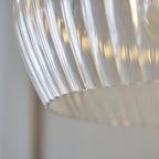 103674 Pendant 1 Light Bright Nickel Plate And Clear Ribbed Glass