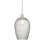 103675 Pendant 1 Light Bright Nickel Plate And Clear Ribbed Glass