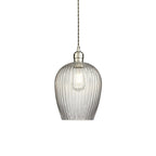 103676 Pendant 1 Light Bright Nickel Plate And Clear Ribbed Glass
