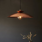 104010 Pendant 1 Light Hammered Copper And Copper Plate