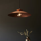 104010 Pendant 1 Light Hammered Copper And Copper Plate
