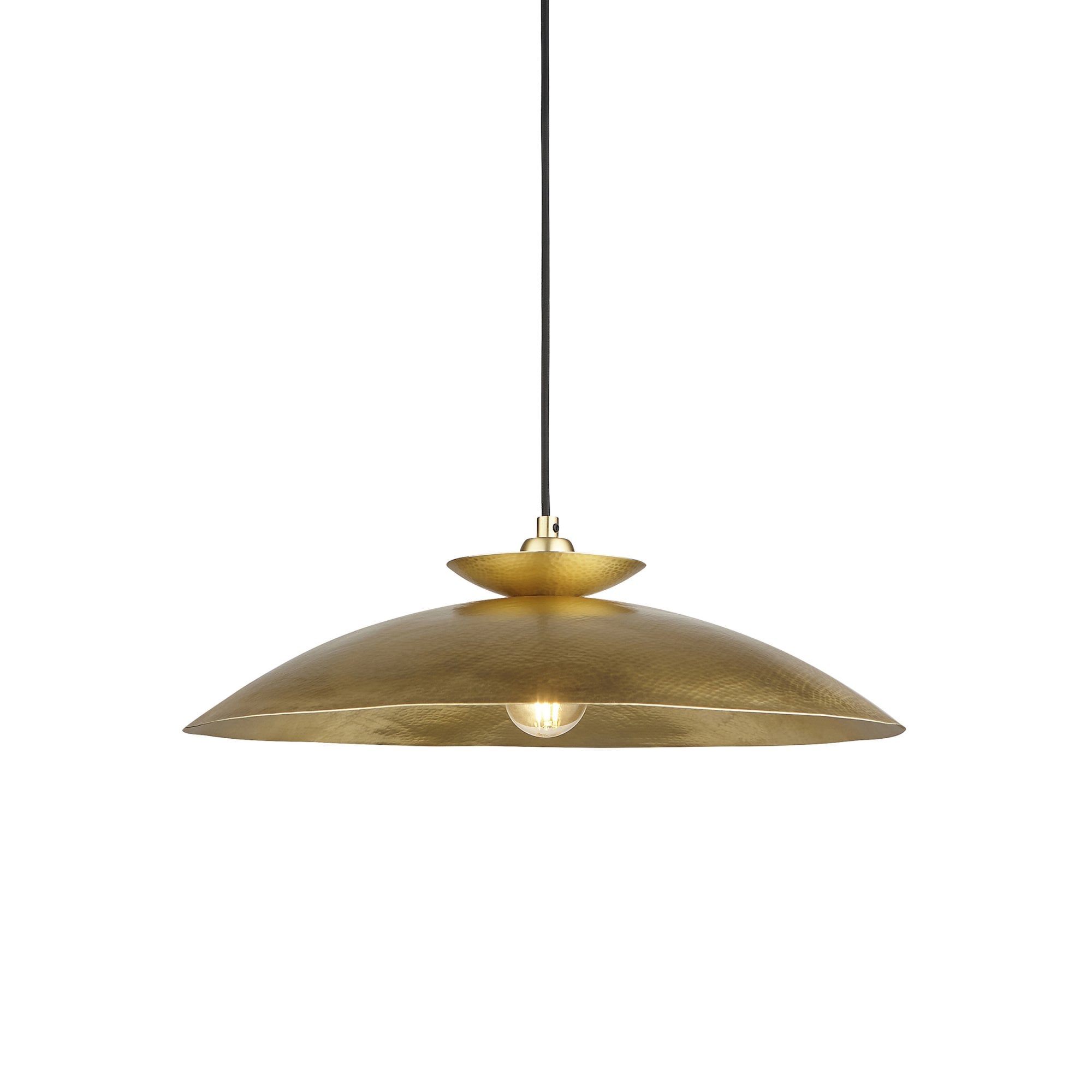 104011 Pendant 1 Light Hammered Brass And Brass Plate