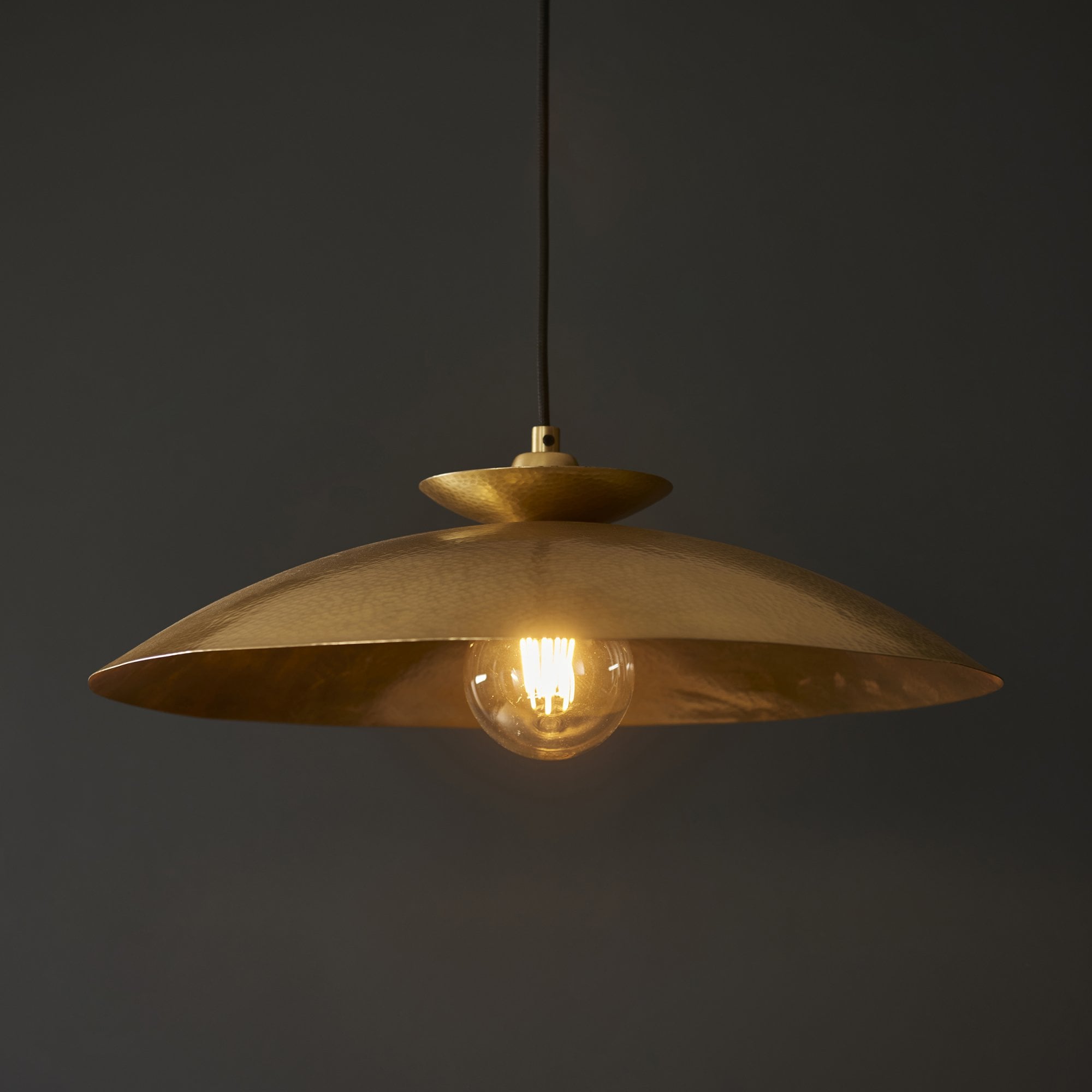 104011 Pendant 1 Light Hammered Brass And Brass Plate