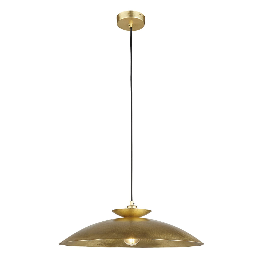 104011 Pendant 1 Light Hammered Brass And Brass Plate