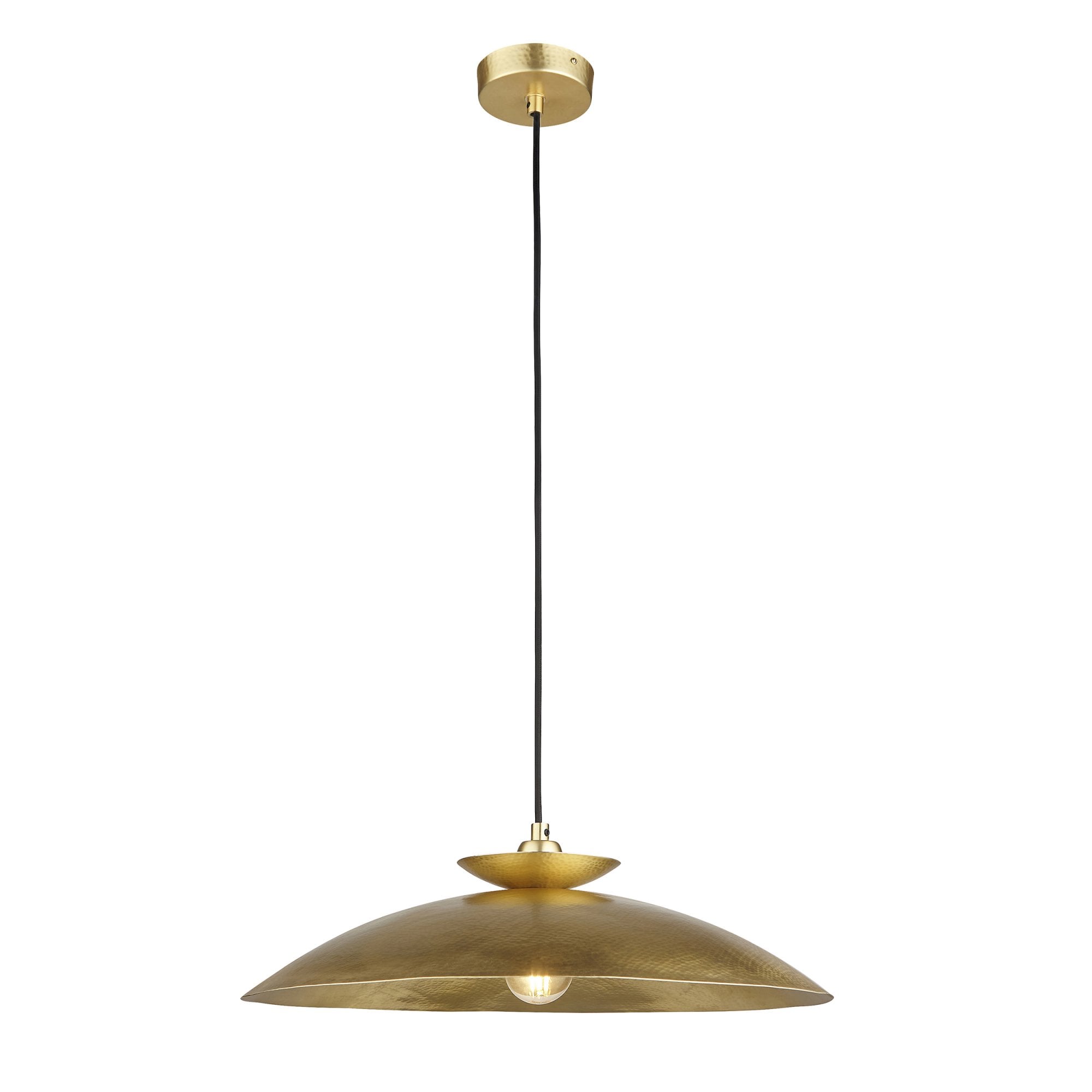 104011 Pendant 1 Light Hammered Brass And Brass Plate