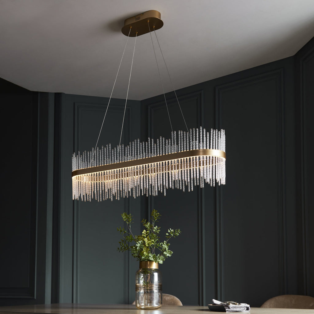 104082 Monte Carlo Pendant LED Light Brushed Gold Plated Finish And Clear Glass