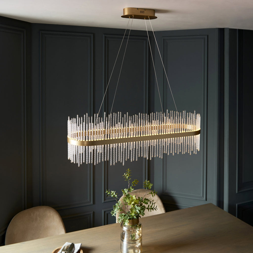 104082 Monte Carlo Pendant LED Light Brushed Gold Plated Finish And Clear Glass