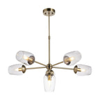 104094 Pendant 6 Light Antique Brass Plate And Clear Glass