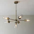 104094 Pendant 6 Light Antique Brass Plate And Clear Glass