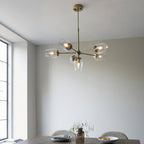 104094 Pendant 6 Light Antique Brass Plate And Clear Glass