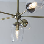 104094 Pendant 6 Light Antique Brass Plate And Clear Glass