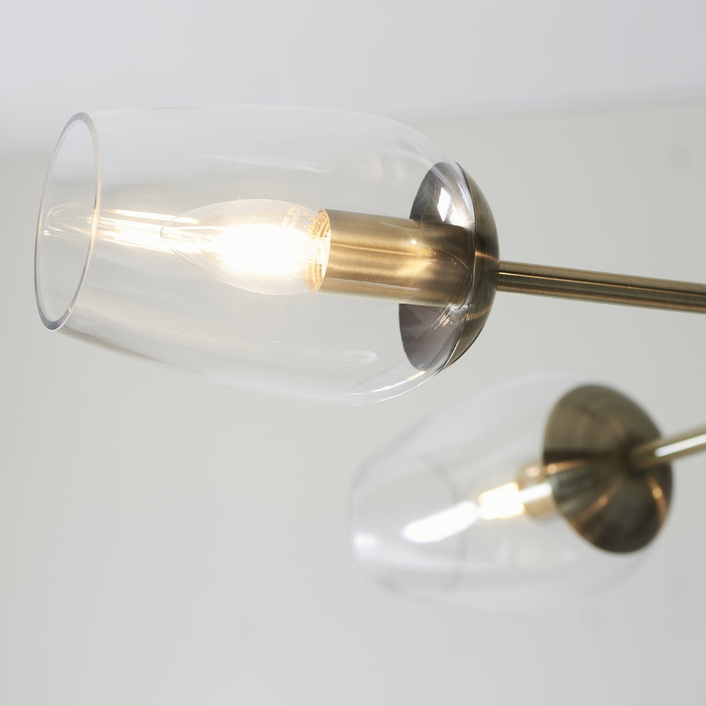 104094 Pendant 6 Light Antique Brass Plate And Clear Glass