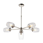 104095 Pendant 6 Light Bright Nickel Plate And Clear Glass