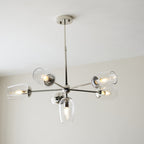 104095 Pendant 6 Light Bright Nickel Plate And Clear Glass