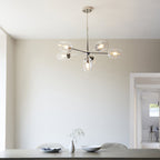 104095 Pendant 6 Light Bright Nickel Plate And Clear Glass