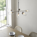 104095 Pendant 6 Light Bright Nickel Plate And Clear Glass