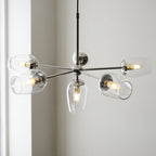 104095 Pendant 6 Light Bright Nickel Plate And Clear Glass