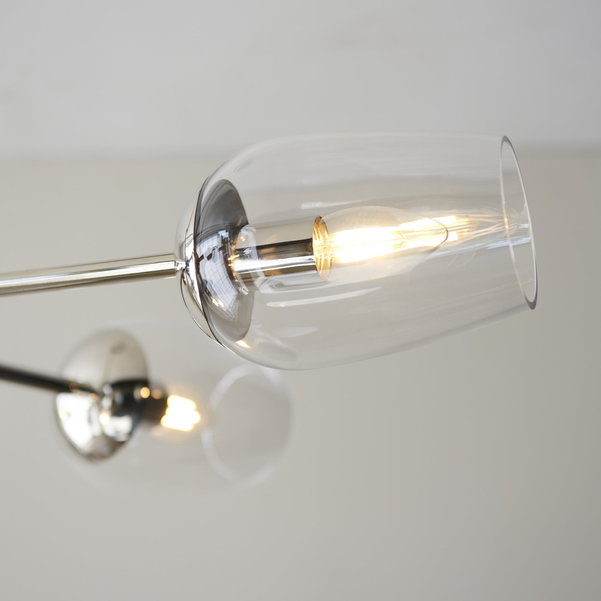 104095 Pendant 6 Light Bright Nickel Plate And Clear Glass