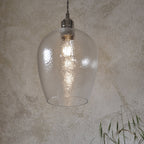 104233 Pendant 1 Light Bright Nickel Plate And Clear Hammered Glass
