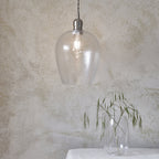 104233 Pendant 1 Light Bright Nickel Plate And Clear Hammered Glass