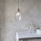 104233 Pendant 1 Light Bright Nickel Plate And Clear Hammered Glass