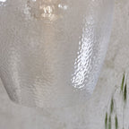 104233 Pendant 1 Light Bright Nickel Plate And Clear Hammered Glass