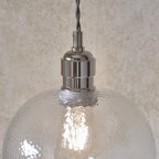 104233 Pendant 1 Light Bright Nickel Plate And Clear Hammered Glass