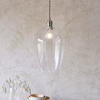 104237 Pendant 1 Light Bright Nickel Plate And Clear Hammered Glass