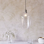 104237 Pendant 1 Light Bright Nickel Plate And Clear Hammered Glass