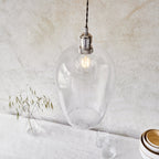 104237 Pendant 1 Light Bright Nickel Plate And Clear Hammered Glass