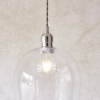 104237 Pendant 1 Light Bright Nickel Plate And Clear Hammered Glass