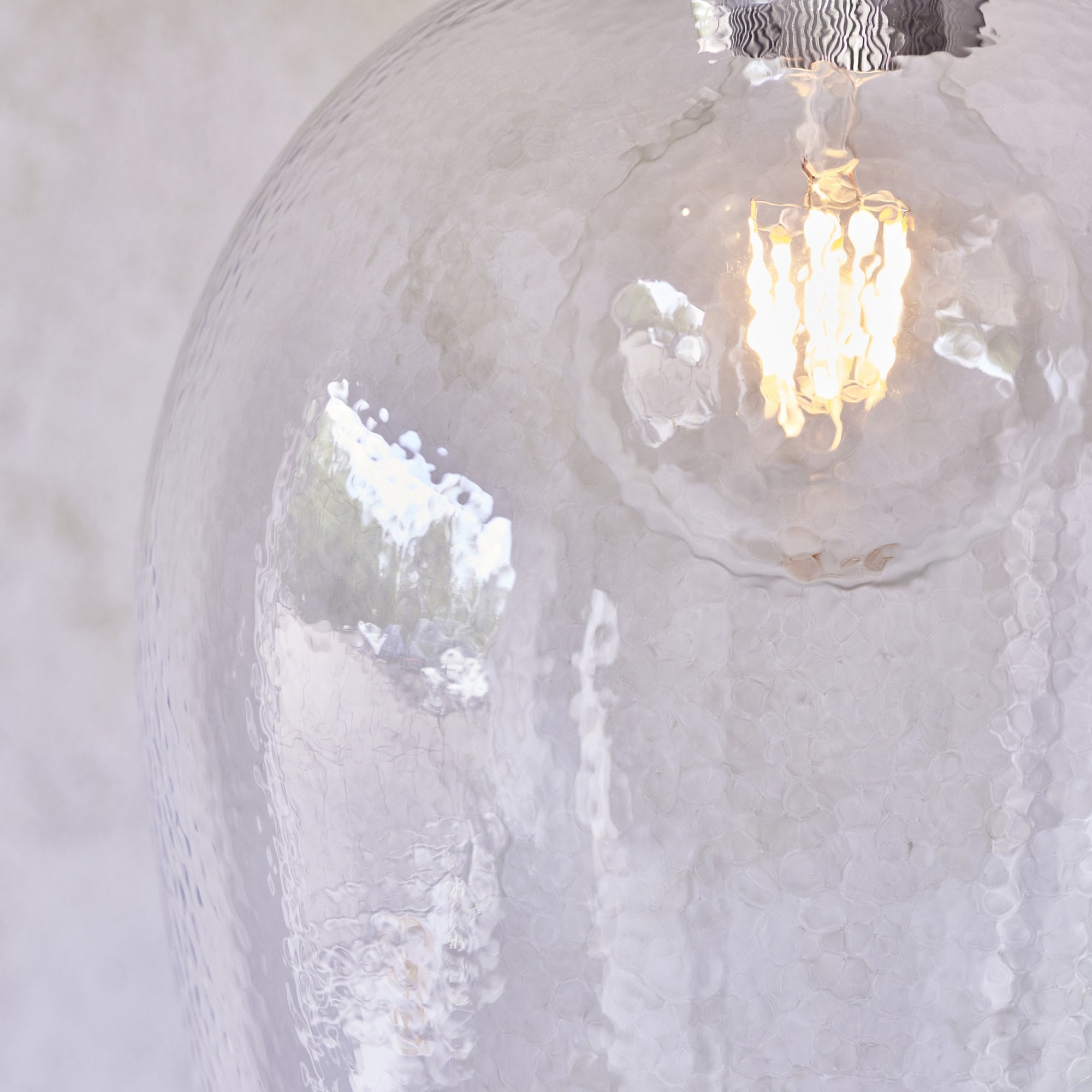 104237 Pendant 1 Light Bright Nickel Plate And Clear Hammered Glass