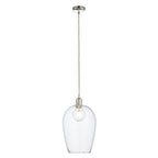 104237 Pendant 1 Light Bright Nickel Plate And Clear Hammered Glass