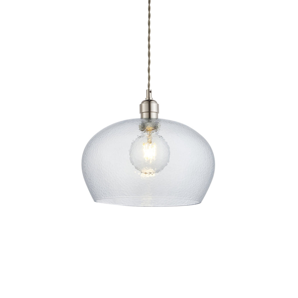 104239 Pendant 1 Light Bright Nickel Plate And Clear Hammered Glass