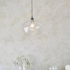104239 Pendant 1 Light Bright Nickel Plate And Clear Hammered Glass