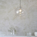 104239 Pendant 1 Light Bright Nickel Plate And Clear Hammered Glass