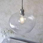 104239 Pendant 1 Light Bright Nickel Plate And Clear Hammered Glass
